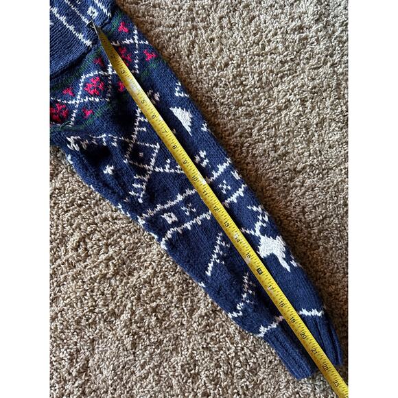 Chaps Ralph Lauren Christmas Reindeer Hand Knit Cotton Linen Navy XL Sweater - Picture 11 of 11